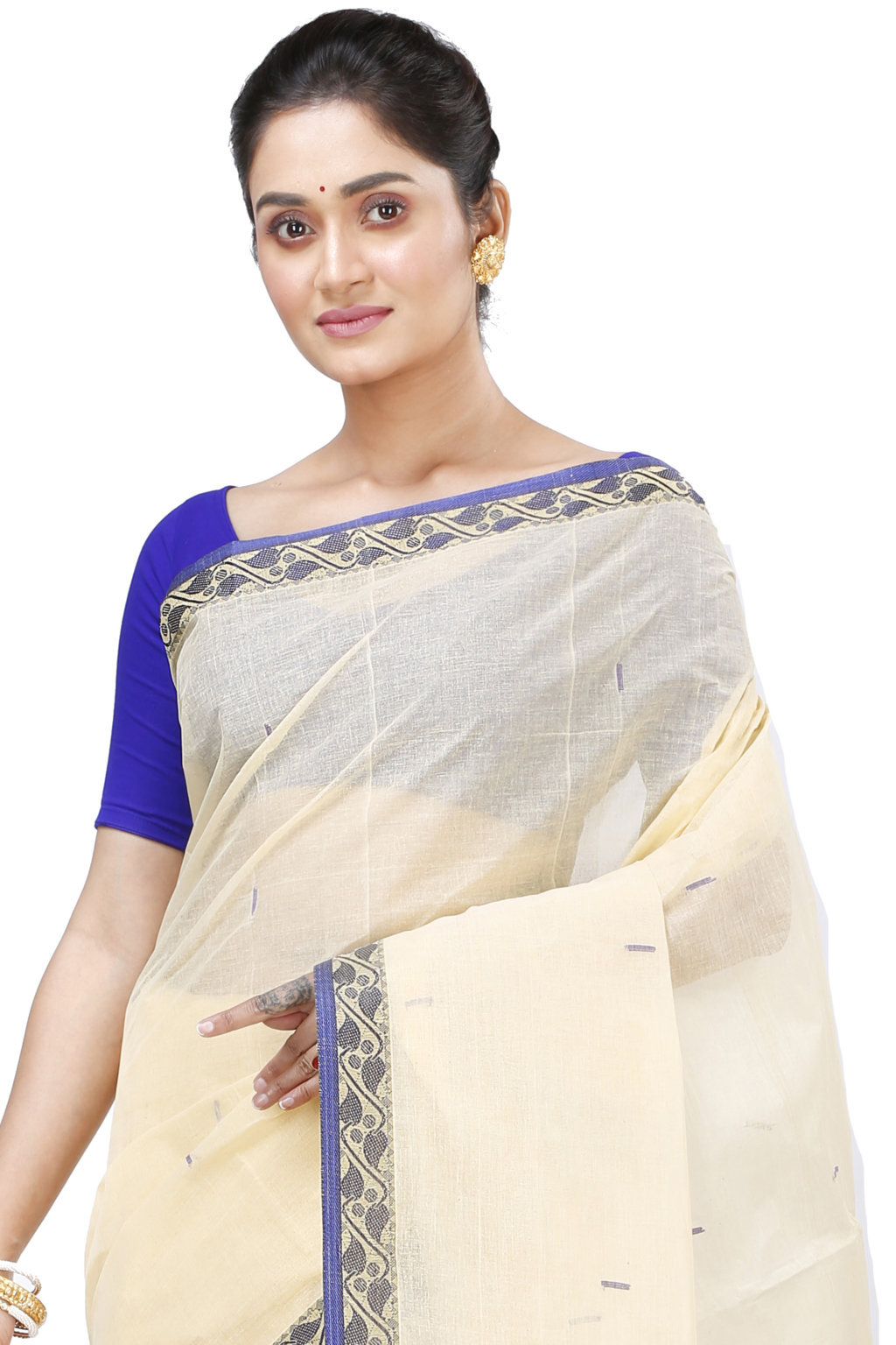 Cream Pure Cotton Gaela Tant Saree (921)
